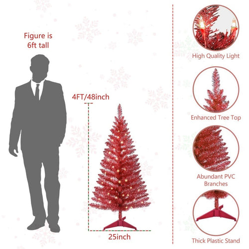 4ft Red Christmas Tree, Christmas Decorations