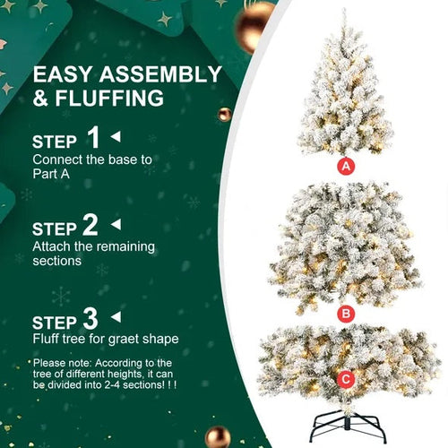 5ft Pre-lit Flocked Artificial Christmas Tree Environmentally Friendly