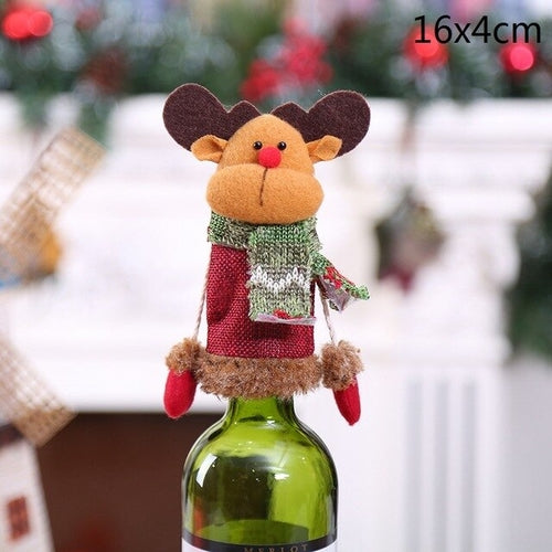 Christmas Wine Bottle Decor Set Santa Claus