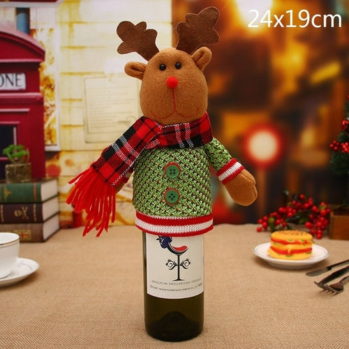 Christmas Wine Bottle Decor Set Santa Claus