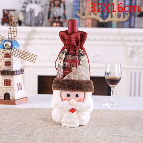 Christmas Wine Bottle Decor Set Santa Claus