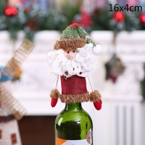 Christmas Wine Bottle Decor Set Santa Claus