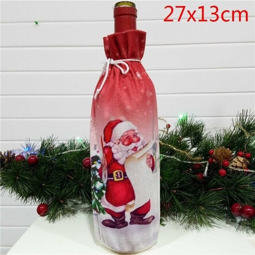 Christmas Wine Bottle Decor Set Santa Claus