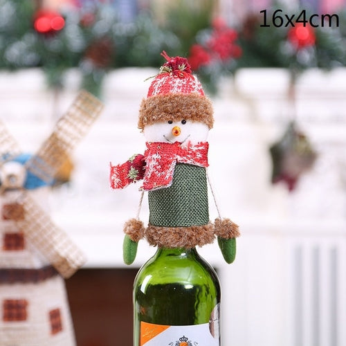 Christmas Wine Bottle Decor Set Santa Claus