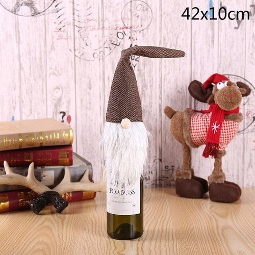Christmas Wine Bottle Decor Set Santa Claus