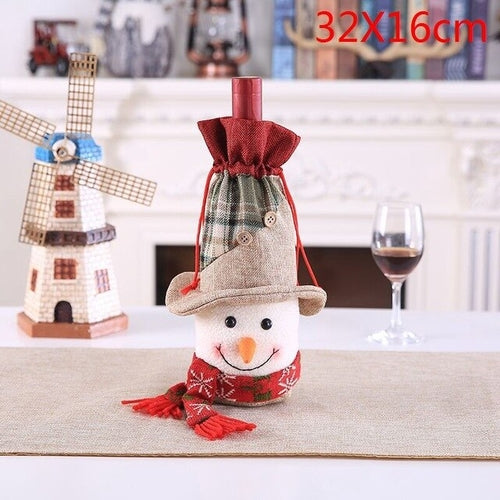 Christmas Wine Bottle Decor Set Santa Claus