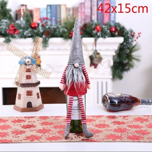 Christmas Wine Bottle Decor Set Santa Claus