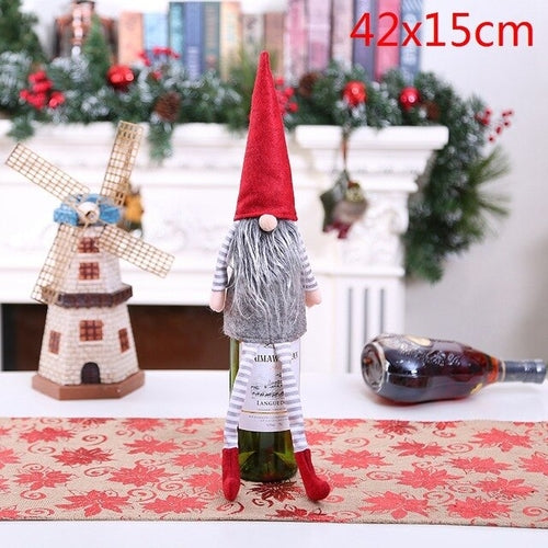 Christmas Wine Bottle Decor Set Santa Claus