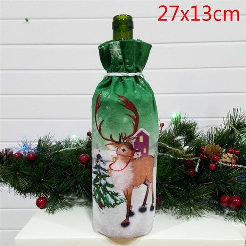 Christmas Wine Bottle Decor Set Santa Claus