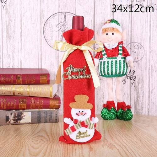 Christmas Wine Bottle Decor Set Santa Claus