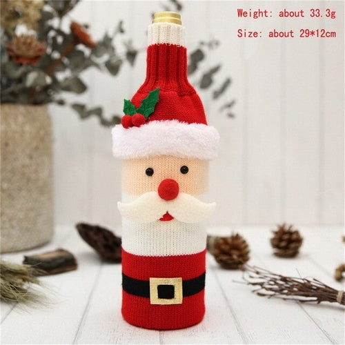 Christmas Wine Bottle Decor Set Santa Claus