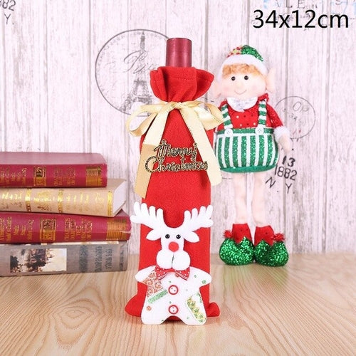 Christmas Wine Bottle Decor Set Santa Claus