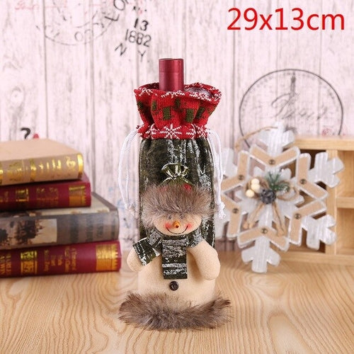Christmas Wine Bottle Decor Set Santa Claus