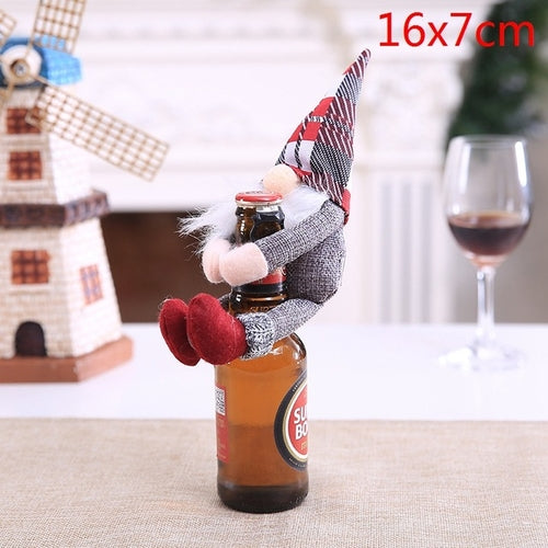 Christmas Wine Bottle Decor Set Santa Claus