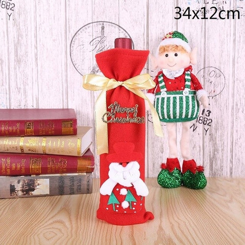 Christmas Wine Bottle Decor Set Santa Claus