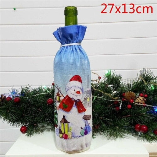 Christmas Wine Bottle Decor Set Santa Claus