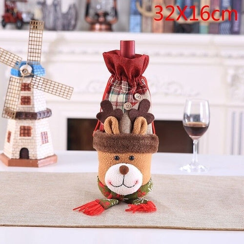 Christmas Wine Bottle Decor Set Santa Claus