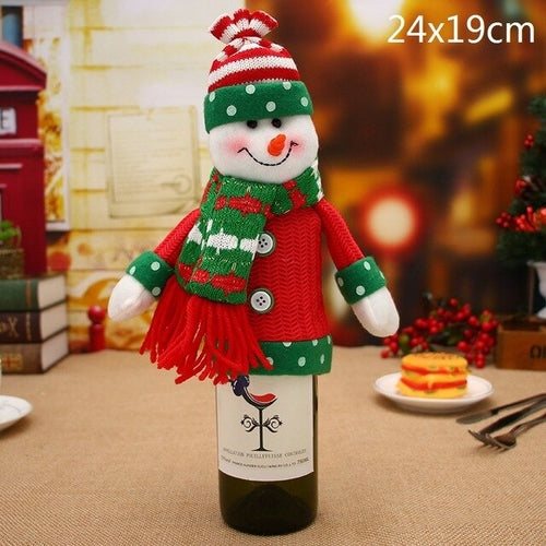 Christmas Wine Bottle Decor Set Santa Claus