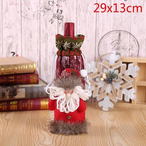 Christmas Wine Bottle Decor Set Santa Claus