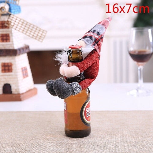 Christmas Wine Bottle Decor Set Santa Claus
