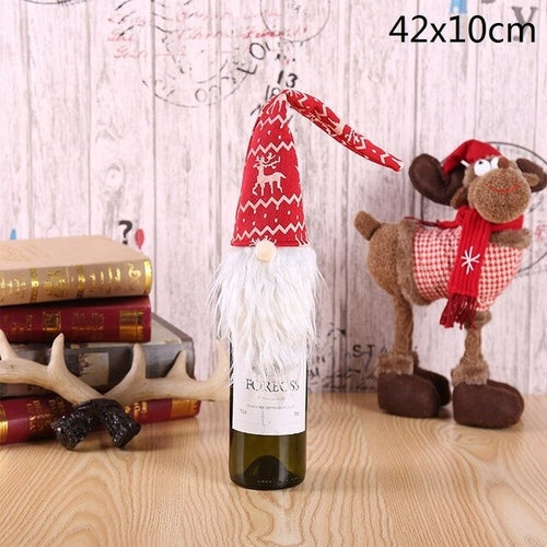 Christmas Wine Bottle Decor Set Santa Claus