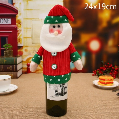 Christmas Wine Bottle Decor Set Santa Claus