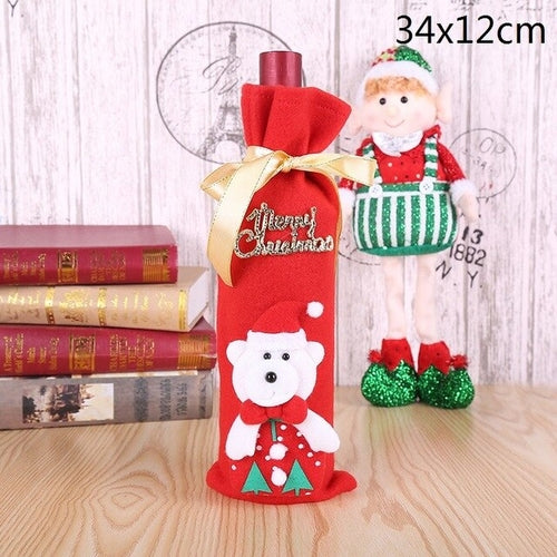 Christmas Wine Bottle Decor Set Santa Claus