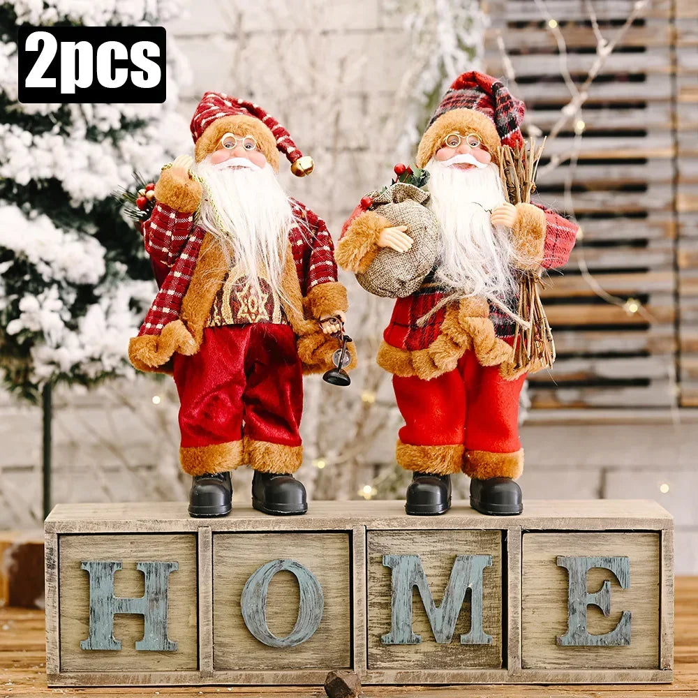 1~4PCS 2025 Christmas Decoration for Home Santa Claus Plush Doll 30cm Navidad Party Decor Xmas Ornaments New Year Gift