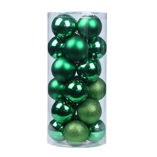 Christmas Balls Ornaments 24Pc Green Colorful Shatterproof Christmas Tree Decoration 30-60MM Hanging Ball for Xmas Party Wedding