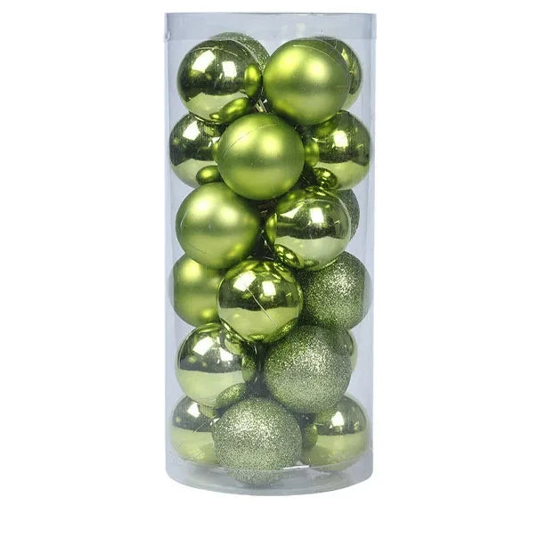 Christmas Balls Ornaments 24Pc Green Colorful Shatterproof Christmas Tree Decoration 30-60MM Hanging Ball for Xmas Party Wedding