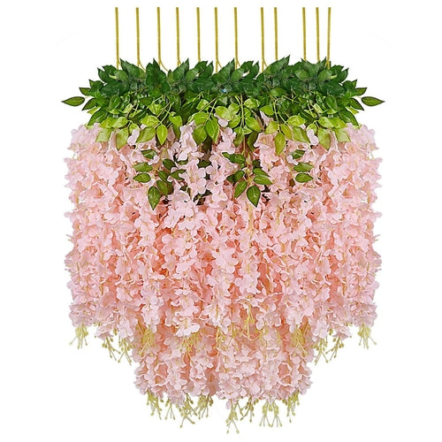 Artificial Wisteria Vine Garland Blush Peach