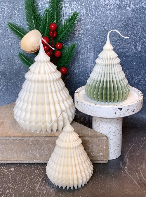 Origami Christmas Tree Candles for Festive Holiday Decor