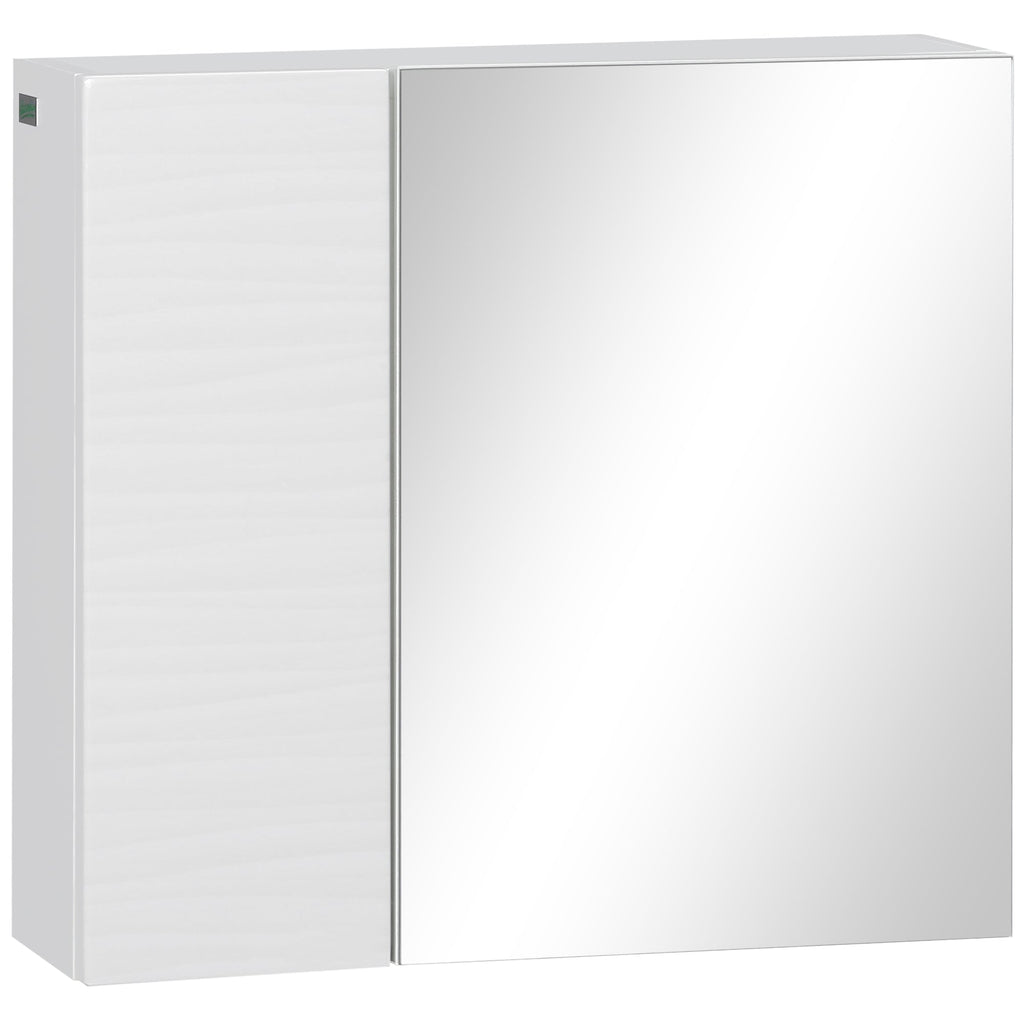 Double Door Bathroom Mirror Cabinet with Adjustable Shelves - White