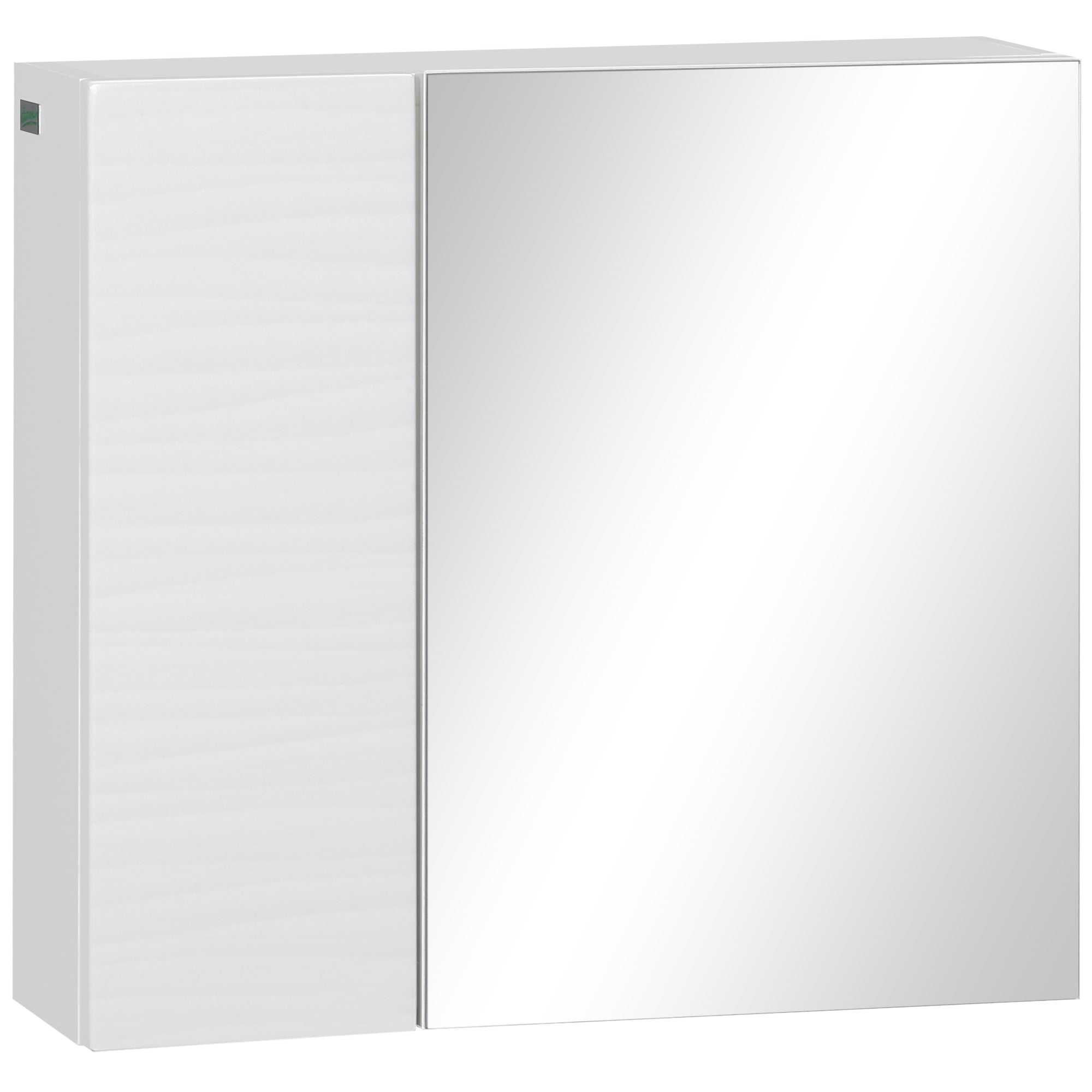 Double Door Bathroom Mirror Cabinet with Adjustable Shelves - White